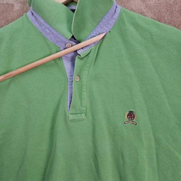 VTG Tommy Hilfiger Polo Green Vintage Embroidered Logo Short Sleeve Mens Size XL - Picture 2 of 10